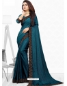 Teal Blue Designer Wedding Wear Sari