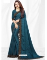 Teal Blue Designer Wedding Wear Sari