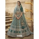 Teal Blue Designer Silk Bridal Wear Lehenga Choli