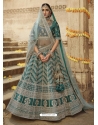 Teal Blue Designer Silk Bridal Wear Lehenga Choli