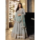 Light Grey Designer Wedding Wear Dola Silk Anarkali Suit