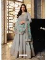 Light Grey Designer Wedding Wear Dola Silk Anarkali Suit