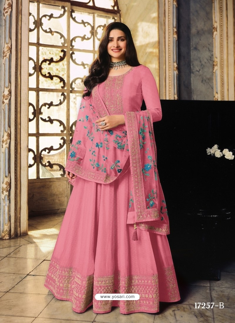 Buy Pink Designer Wedding Wear Dola Silk Anarkali Suit | Anarkali ...