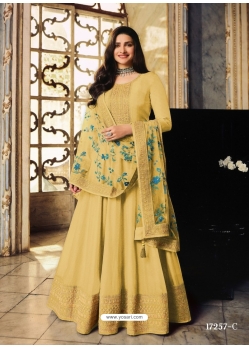 Yellow Designer Wedding Wear Dola Silk Anarkali Suit
