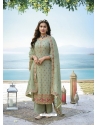 Olive Green Designer Party Wear Blooming Georgette Palazzo Suit