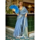 Blue Designer Wedding Wear Sari