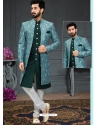 Dark Green Premium Men's Designer Italian Indo Western Sherwani