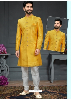 Yellow Premium Men's Designer Italian Indo Western Sherwani