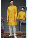 Yellow Premium Men's Designer Italian Indo Western Sherwani