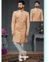 Light Orange Premium Men's Designer Italian Indo Western Sherwani