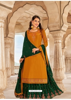 Mustard Designer Party Wear Crepe Wedding Suit