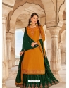 Mustard Designer Party Wear Crepe Wedding Suit