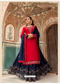 Tomato Red Designer Party Wear Crepe Wedding Suit