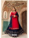 Tomato Red Designer Party Wear Crepe Wedding Suit