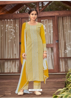 Yellow Readymade Designer Party Wear Heavy Rayon Palazzo Suit