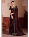 Maroon Designer Satin Silk Wedding Wear Sari