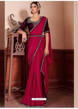 Rani Designer Satin Silk Wedding Wear Sari