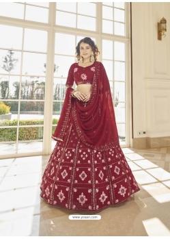Maroon Designer Georgette Wedding Wear Lehenga Choli