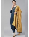 Navy Blue Readymade Designer Party Wear Muslin Palazzo Suit