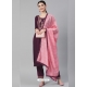 Deep Wine Readymade Designer Party Wear Muslin Palazzo Suit