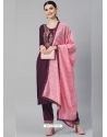 Deep Wine Readymade Designer Party Wear Muslin Palazzo Suit