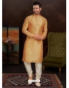 Yellow Exclusive Readymade Malai Silk Kurta Pajama With Jacket