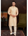 Light Yellow Exclusive Readymade Malai Silk Kurta Pajama With Jacket