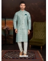 Sky Blue Exclusive Readymade Malai Silk Kurta Pajama With Jacket