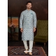 Light Grey Exclusive Readymade Malai Silk Kurta Pajama With Jacket