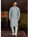 Light Grey Exclusive Readymade Malai Silk Kurta Pajama With Jacket