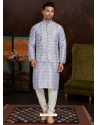 Lavender Exclusive Readymade Malai Silk Kurta Pajama With Jacket