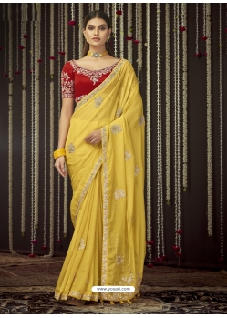 Yellow Designer Wedding Wear Sari