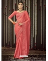 Peach Designer Wedding Wear Sari