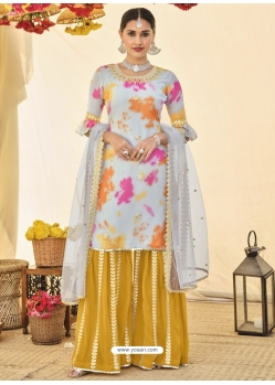 Light Grey Premium Designer Faux Georgette Salwar Suit