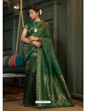 Dark Green Designer Art Silk Wedding Wear Sari