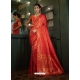 Red Designer Art Silk Wedding Wear Sari