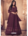 Deep Wine Designer Wedding Wear Real Georgette Anarkali Suit