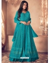 Turquoise Designer Wedding Wear Real Georgette Anarkali Suit