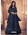 Navy Blue Designer Wedding Wear Real Georgette Anarkali Suit