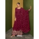 Rose Red Fabulous Designer Real Georgette Palazzo Suit