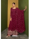 Rose Red Fabulous Designer Real Georgette Palazzo Suit