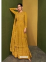 Yellow Fabulous Designer Real Georgette Palazzo Suit