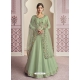 Pista Green Designer Wedding Wear Russian Silk Anarkali Suit