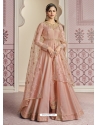 Dusty Pink Designer Wedding Wear Russian Silk Anarkali Suit