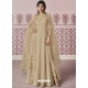 Gold Designer Wedding Wear Russian Silk Anarkali Suit