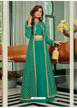 Aqua Mint Readymade Designer Party Wear Heavy Chinon Wedding Suit