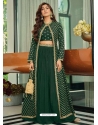 Dark Green Readymade Designer Party Wear Heavy Chinon Wedding Suit