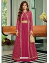 Rose Red Readymade Designer Party Wear Heavy Chinon Wedding Suit