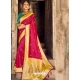 Rose Red Designer Silk Wedding Wear Sari