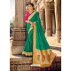 Aqua Mint Designer Silk Wedding Wear Sari